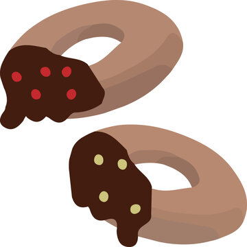 チョコがけどなーつドーナツ2個