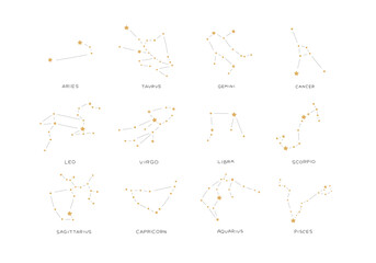 ゴールドと黒のシンプルな12星座 © モツ煮子