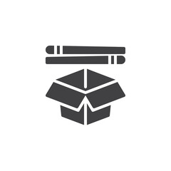 Chopsticks and bowl vector icon