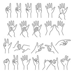 手のしぐさ　05　数字　ジャンケン　白黒
