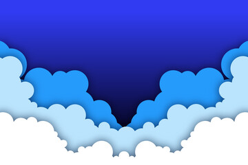 sky paper cut on blue background origami cloud art day weather nature vector abstract illustration
