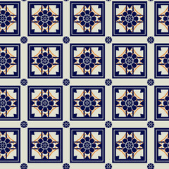 Talavera pattern. Azulejos portugal. Turkish ornament. Moroccan tile mosaic. Spanish porcelain. Ceramic tableware, folk prin Design for background, carpet, wallpaper, fabric, vector illustraion.