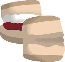 いちごジャムとクロテッドクリームを塗ったスコーンとプレーンスコーン