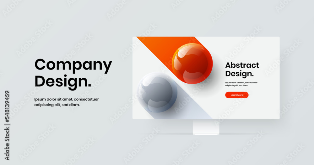 Wall mural clean website screen design vector illustration. colorful computer display mockup web banner layout.
