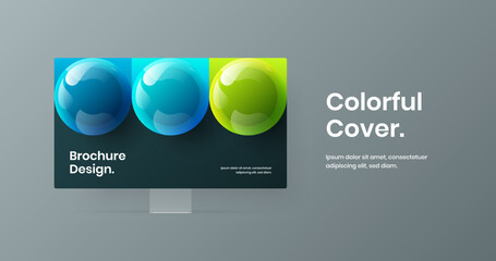 Creative monitor mockup website concept. Abstract landing page vector design template.