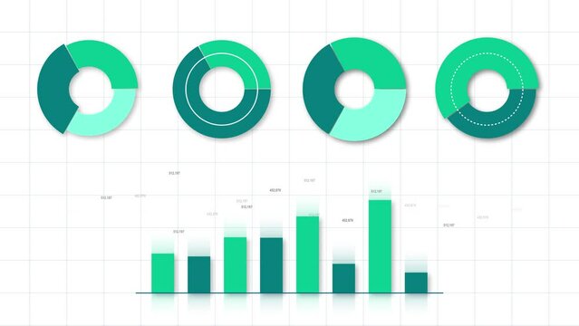 Bar and circular graphs. Graphs and business concepts.
