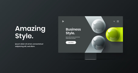 Naklejka premium Unique display mockup presentation layout. Minimalistic site screen vector design illustration.