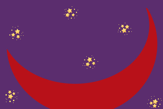 Red Crescent Moon And Starry Sky Illustration