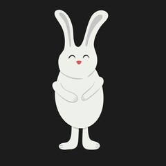 Fototapeta premium Black cute bunny.Cute bunnies.New year symbol.Rabbit 2023.Black and white cute bunnies.Funny animals.Set with bunnies.Love and bunnies.