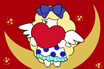 little girl with big heart illustration