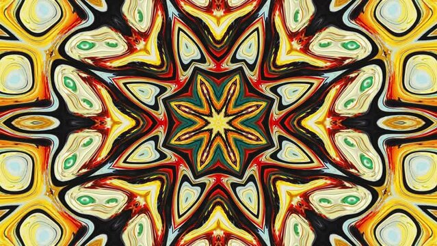 Kaleidoscope background. Hypnotic motion.  Dynamic ethnic abstract texture 3D kaleidoscope mandala abstract background of trippy art psychedelic trance to open third eye with visuals energy chakra