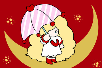  girl with an umbrella illustration