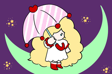  girl with an umbrella illustration