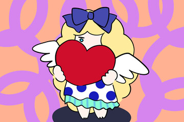 天使の女の子　ハート　イラスト