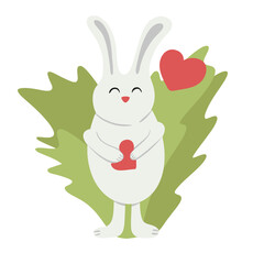 Black cute bunny.Cute bunnies.New year symbol.Rabbit 2023.Black and white cute bunnies.Funny animals.Set with bunnies.Love and bunnies.