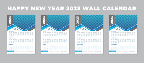 Creative And Modern wall calendar design for new year 2023 in business style wall calendar Template Design 