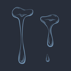 Dripping liquid outline. Contoured illustration of a flowing viscous liquid. Wax, honey, slime. Vector icon.
