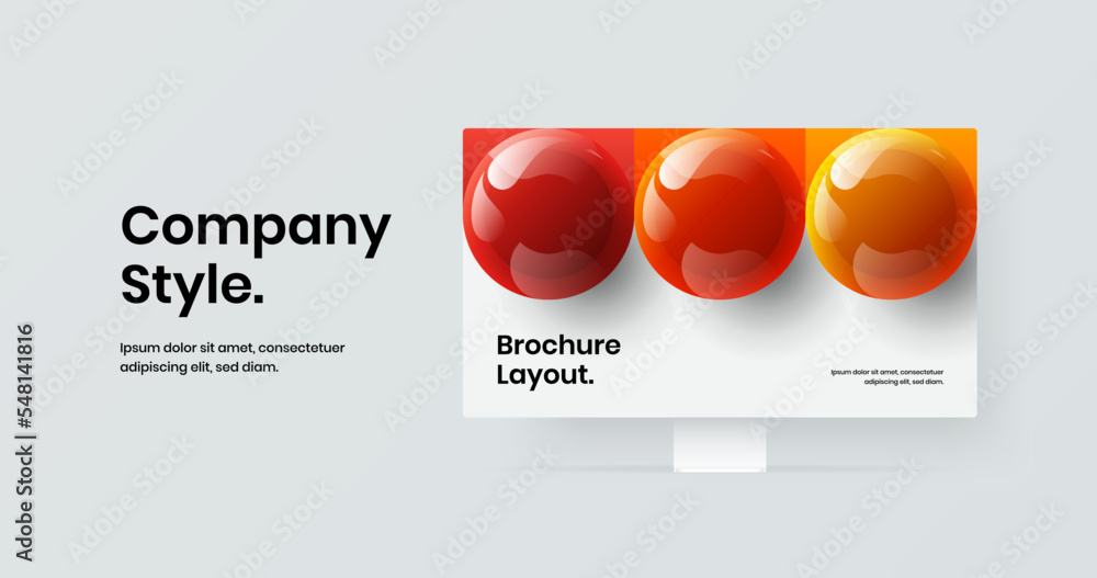Wall mural creative landing page design vector concept. bright computer display mockup presentation illustratio