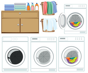 Laundry room objects set