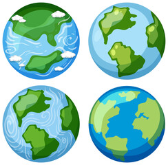 Obraz premium Set of earth cartoon style