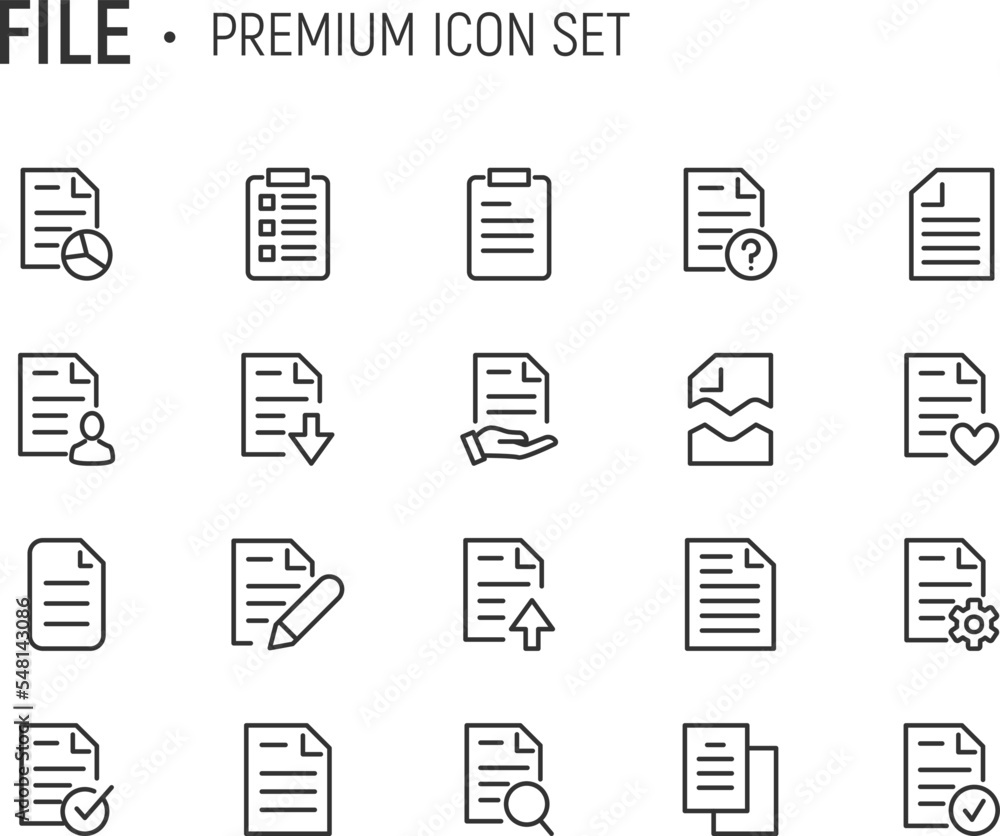 Poster editable vector pack of file line icons.