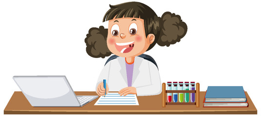 Scientist girl cartoon character