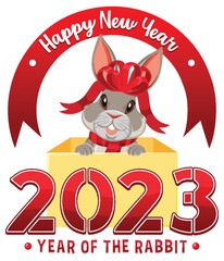 Happy New Year 2023 with cute rabbit