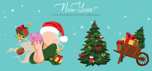 Winter Season Holidays, Corporate Party Event Celebration Landing Page Template. Tiny Characters Celebrate New Year at Huge 2023 