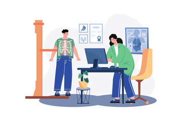 Doctor Examining Patient's X-Ray Illustration concept