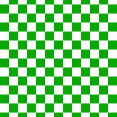 Green and white checkered pattern background.