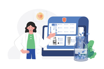 Female Doctor Explaining Medication Illustration concept