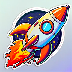 rocket in space cartoon illustration