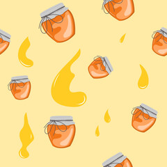 seamless pattern of jars with delicious honey
