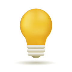 3d vector light bulb icon. inspiration ideas brainstorming on idea development. isolated white background