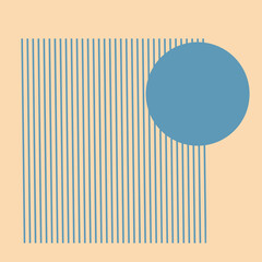 flat geometric illustration blue circle on paper