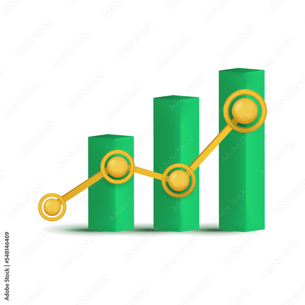 Poster growth graph icon. 3d vector elements. isolated white background