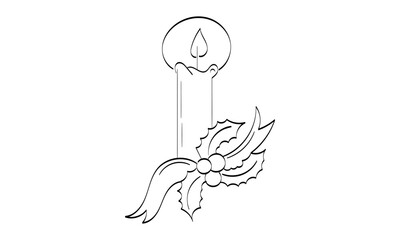 Vintage Holiday Icon. Hand Drawn outline Christmas Illustration. Vector element for Christmas Design