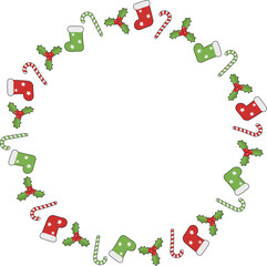 クリスマスの円形フレーム　黒フチあり