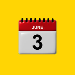 june 3d calendar vector design. june calendar design template. 3d calendar design vector illustration