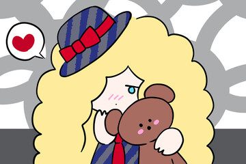 girl in formal dress illustration