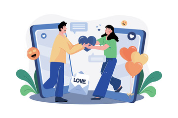Online Dating Call Illustration concept
