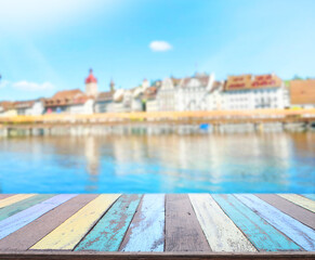 Table Top And Blur Exterior Of Background