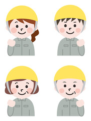 やる気のあるヘルメットを被った作業員セット