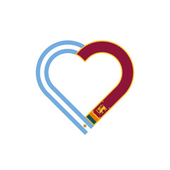 friendship concept. heart ribbon icon of argentina and sri lanka flags. vector illustration isolated on white background