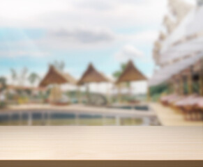 Table Top And Blur Exterior Of Background