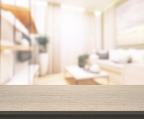 Table Top And Blur Living Room Of  Background