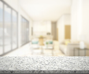 Table Top And Blur Living Room Of  Background