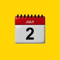 july 3d calendar vector design. july calendar design template. 3d calendar design vector illustration