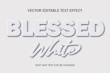 blessing white clean typography lettering 3d editable text effect font style template background banner