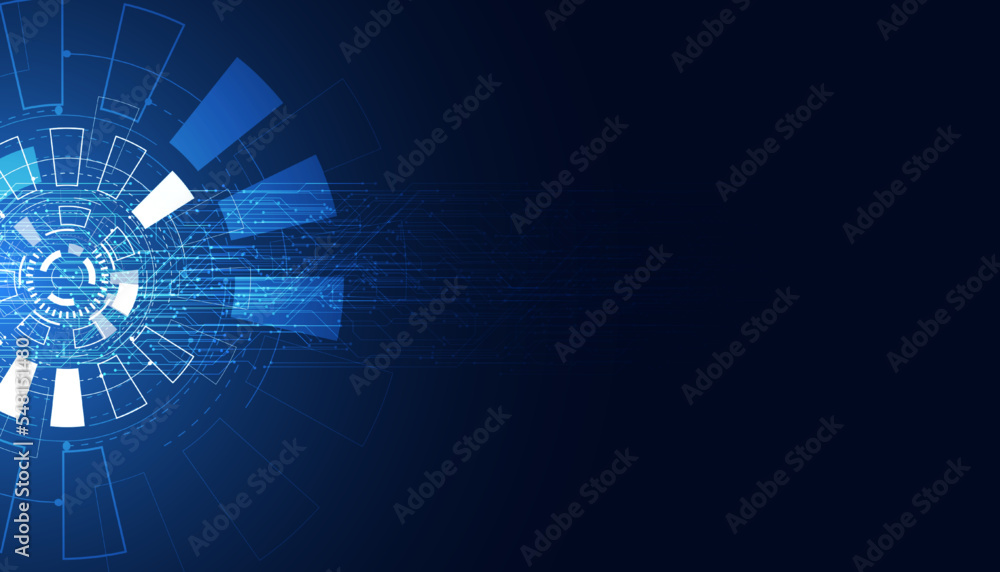 Poster abstract circle digital circuit concept light circle network connection blue digital copy space for 